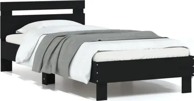 Produktbild von vidaXL Bettgestell mit Kopfteil Schwarz 90x200 cm Holzwerkstoff