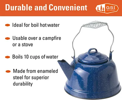 Produktbild von GSI Outdoors Teekessel mit Klapphenkel 2,4 L, 624 g, blau; 14021