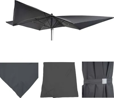 Obrázok produktu pre Náhradný poťah pre luxusný slnečník HWC-A37, náhradný poťah na slnečník, 3x3m (Ø4,24m) Polyester ~ antracit