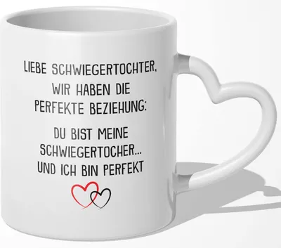 Produktbild von 22Feels Schwiegertochter Geschenk Braut Hochzeit Tasse Frauen Muttertag Hochzeitstag Weihnachten Geburtstag Kaffeetasse Haferl (Herzhenkel Weiss)