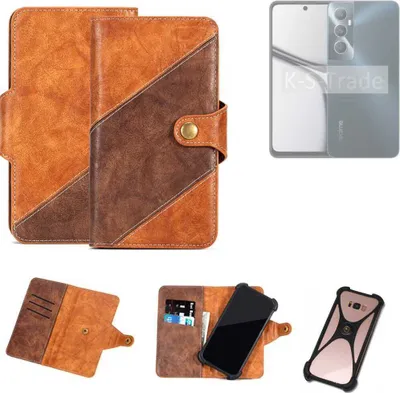 Produktbild von K-S-Trade Handyhülle Schutzhülle Bookstyle Case Wallet-Case kompatibel mit Realme C65 Cover Klapphülle Kantenschutz Smartphone dunkelbraun braun 1x