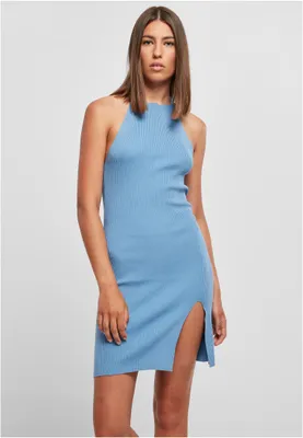 Obrázek produktu pro Dámské šaty Urban Classics Ladies Rib Knit Neckholder Dress horizonblue - 5XL