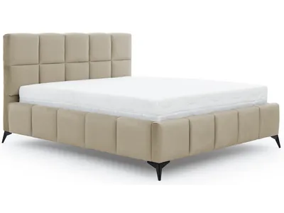 Produktbild von NABBI Gepolstertes Doppelbett mit Lattenrost Molina 160 - beige