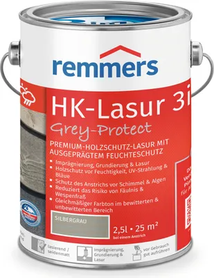 Produktbild von Remmers HK-Lasur 3in1 Grey-Protect silbergrau (RC-970) 2,5 l, Holzlasur aussen