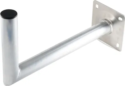 A silver metal bracket with a black cap on a white background.
