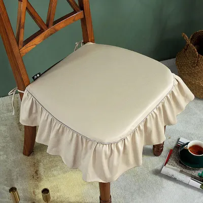 Productafbeelding van Stoelhoes voor Eetkamerstoel - Geruffeld - Beige - 8 stuks
