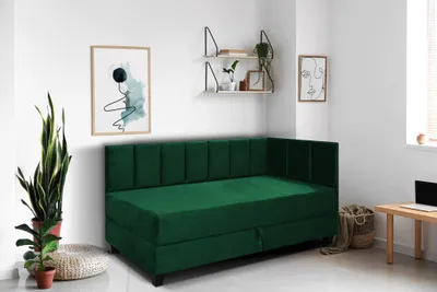 Produktbild von Jugendbett Einzelbett Eryk Boxspringbett mit Matratze Kinderbett Bettkasten 100 x 200 cm Rechts Paris 135 – grün