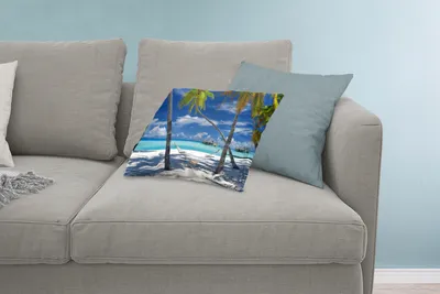 Produktbild von MuchoWow® Zierkissen Sofakissen Wohnzimmer Dekokissen 60x40 cm Strand - Sommer - Hängematte - Kopfkissen - Polster mit Foto