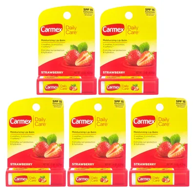 Produktbild von Carmex Daily Care Lippenbalsam - 5er Pack - Strawberry - LSF 15 - 5x4,25g