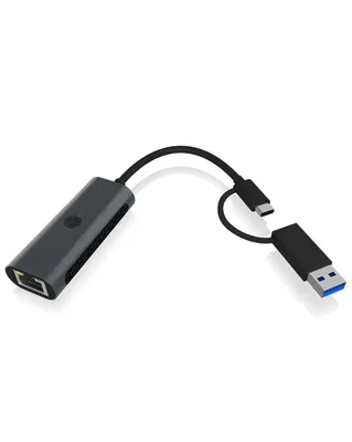 Zdjęcie produktu dla ICY BOX IB-LAN301-C3, Przewodowa, USB Type-A/USB Type-C, Ethernet, 2500 Mbit/s, Antracyt