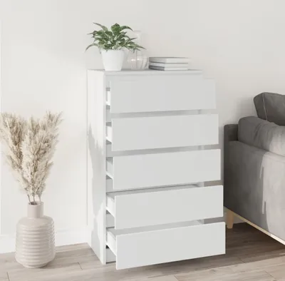 Produktbild von Eleganter Möbel Schubladenschrank Weiß 60x36x103cm Holzwerkstoff - CJG474054 - Kommoden