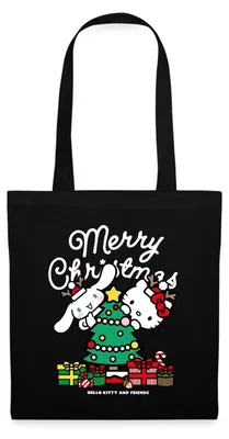 Produktbild von Spreadshirt Hello Kitty Und Cinnamoroll Weihnachten Stoffbeutel, One size, Schwarz