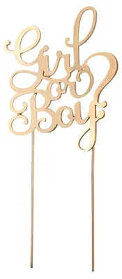 Image de Décoration pour gâteau d'anniversaire "Fille" ou "Garçon" en or