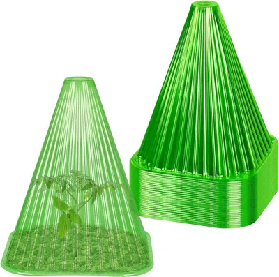 Produktbild von Famanu Pflanzenhaube 20 Stück 22 cm x 19 cm - Wiederverwendbare Mini-Gewächshäuser für Gartenpflanzen (grün)