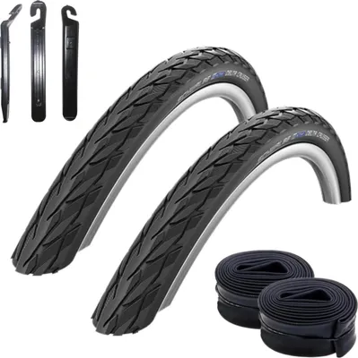 Zdjęcie produktu dla 2 x opony rowerowe Schwalbe Delta Cruiser, czarne 37-590 (26 x 1 3/8) + 2 dętki SV12 wraz z łyżkami do opon