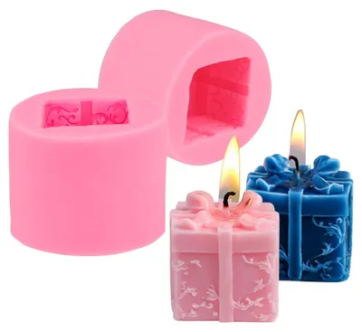 Productafbeelding van 2 siliconen kaarsvormen, 3D cadeauverpakking kaarsvorm, doe-het-zelf kaarsvorm, decoratie voor thuis, knutselaccessoires