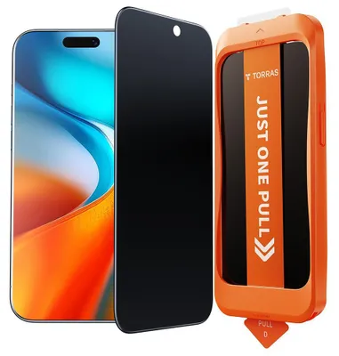 Produktbild von TORRAS für iPhone 17 Pro für Panzerglas Sichtschutz 9H Stoßfest Schutzfolie Anti-Spy [Full Screen] Anti-Fingerabdruck 0 Blasen Folie Einfache Montage