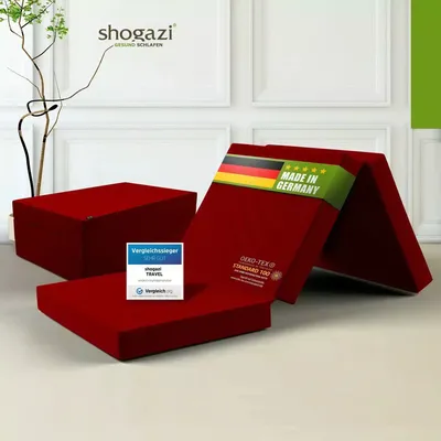 Produktbild von Klappmatratze 90x200x12cm rot TRAVEL Erwachsene Kinder direkt vom Hersteller shogazi ® Manufaktur Germany