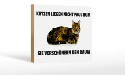 Produktbild von Holzschild Spruch 18x12cm Katzen verschönern den Raum