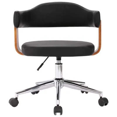 Produktbild von "2026 Aktion" Drehbarer Bürostuhl/Einzelsofa 150kg,Drehstuhl - Bürostuhl/Stuhl für Schminktisch - Schwarz Bugholz und Kunstleder - 55x50x(70-78)cm - Bürostühle NeuMöbel285934