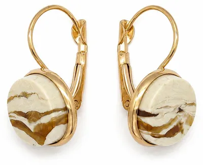 Produktbild von BEYSTON Brisur-Ohrhänger mit Ostseebernstein 12 mm, in Creme und Braun, Edelstahl in Goldfarbe, KI-generiertes Bild