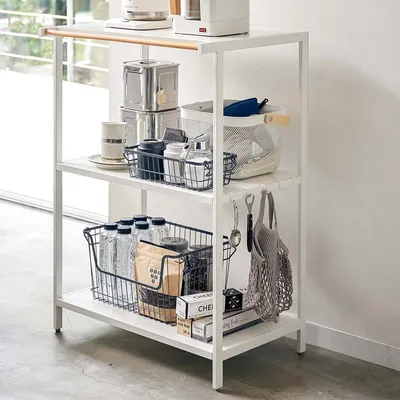 Immagine prodotto di Yamazaki scaffale da cucina in piedi in metallo bianco 3 livelli 60x90x46cm "TOWER"