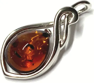 Produktbild von Bernstein Anhänger 925 Silber rhodiniert klassische Form braun inklusive Einschlüsse Kettenanhänger