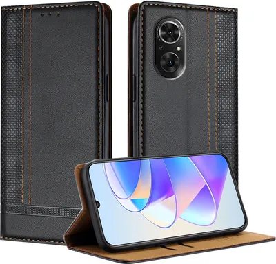Produktbild von Handyhülle für Huawei Nova 9 SE/Honor 50 SE Leder Flip Klappbare Schutzhülle mit Standfunktion Schwarz