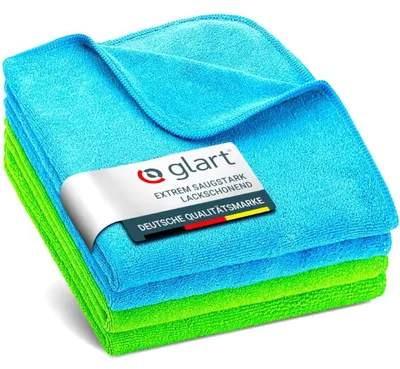 Produktbild von Glart 4484 Mikrofasertücher 4er Set – 40×40 cm – 360 GSM – fusselfrei, kratzfrei