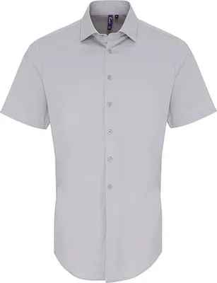 Immagine prodotto di Premier Workwear Uomo Camicia in cotone a maniche corte in popeline dal taglio elasticizzato