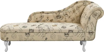 Obrázek produktu pro BELIANI Lenoška béžová pravostranná s potiskem obývací pokoj ložnice moderní elegantní