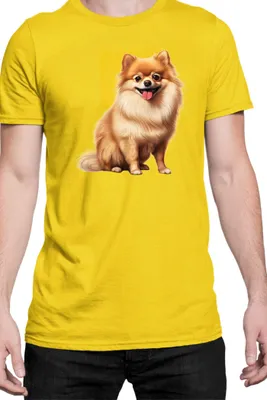 Immagine prodotto di Maglietta da uomo Dogs Breeds Pomeranian Dog Breed 006, Man M , Jaune