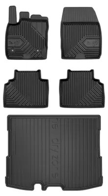 Productafbeelding van Rubberen automatten + kofferbakmat voor Ford Tourneo Courier 2014-2023 (bestelwagen) – 5-delig, zwart, op maat – Wielganizator