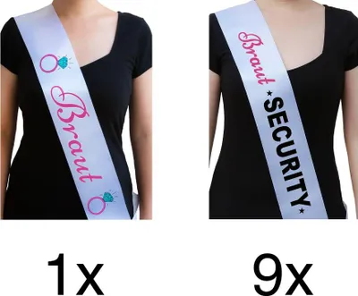 Produktbild von Oblique Unique Schärpe Braut + Braut Security Set JGA Hen Party Bride to be weiß