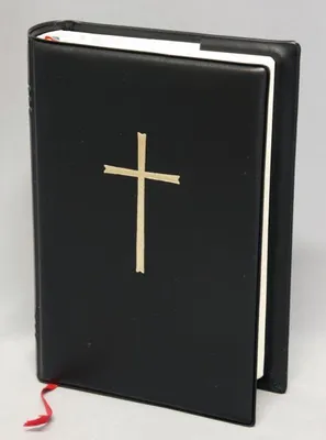 Produktbild von Gotteslob Steckhülle aus Kunstleder verziert mit einem Kreuz, wattiert und schwarz