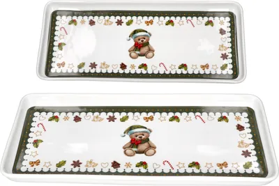 Zdjęcie produktu dla MamboCat Friend zestaw 2 talerzyków 35x15,5 cm porcelana Boże Narodzenie