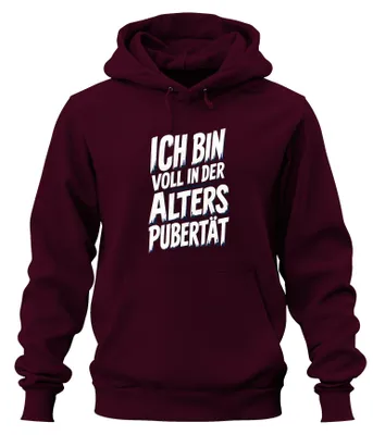 Produktbild von Ich Bin Voll In Der Alterspubertät Statement Sarkasmus Hoodie Kapuzenpullover, Burgundy, XXL