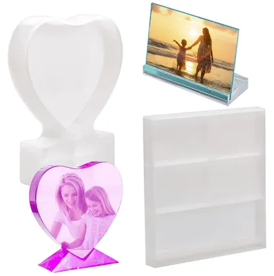 Imagen del producto de Molde de resina epoxi con forma de corazón y cuadrado, 2 unidades, molde de silicona para decoraciones