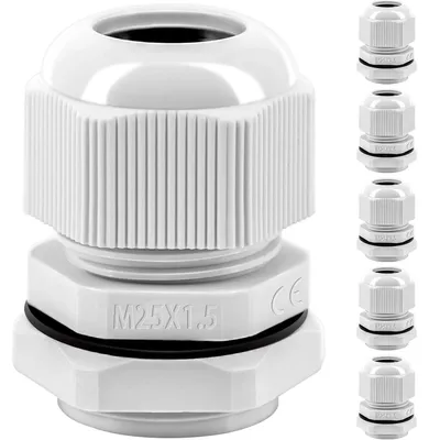 Productafbeelding van Kabelwartelset M25, IP68, waterdicht, 6 stuks, kunststof, nylon, voor buitengebruik