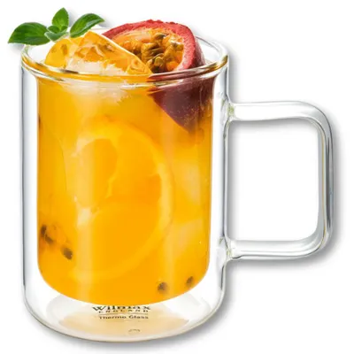 Produktbild von WILMAX England Thermoglasbecher Kaffeebecher Teebecher doppelwandiges Glas 400ml, 2er Set, Thermobecher transparent, Variante:400ml (2er-Set)