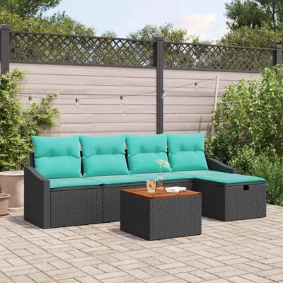 Immagine prodotto di Maison Exclusive - Set da giardino composto da 6 pezzi, divano in rattan sintetico nero