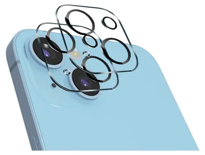 Immagine prodotto di 2x pellicola di protezione della fotocamera per iPhone 13 Mini doppio pacchetto di protezione dell'obiettivo con anelli neri