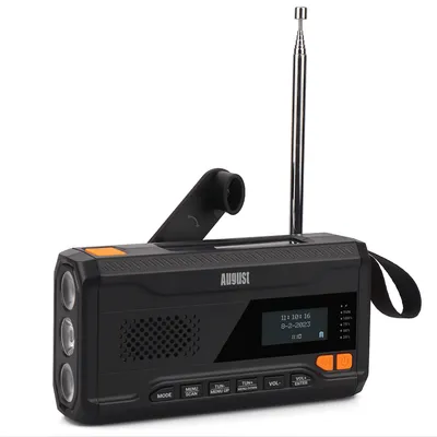 Zdjęcie produktu dla Ręczna korba DAB+ FM Radio Solar Akumulator słoneczny Powerbank Bluetooth - August MB290
