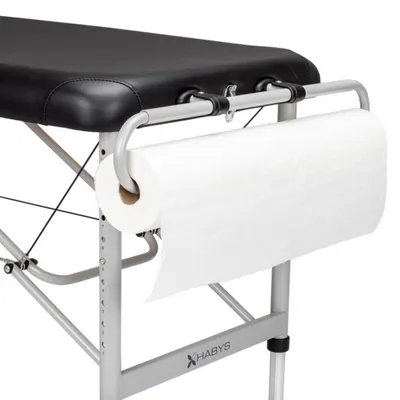 Obrázek produktu pro Habys držák na papírové role pro masážní lehátka | Držák pro hygienické role 50–70 cm | Rozteč otvorů 20,5 cm | Mobilní a snadná montáž | Stříbrný