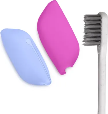 Produktbild von kwmobile 2x Zahnbürstenkopf Schutzhülle - Kopf Abdeckung Kappe - Zahnbürsten Hülle - Silikon Schutzkappe Cover Reise - Blau Pink