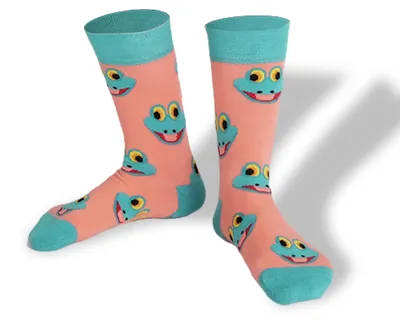 Produktbild von UnaBux Uni Socken Frosch Rosa Türkis – Lustige Motivsocken mit Fröschen