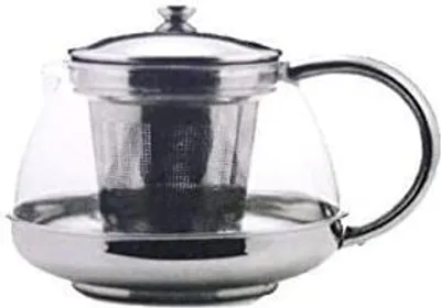 Produktbild von Edelstahl Teekanne Glas Teekocher Tee Bereiter Glaskanne Teesieb & Deckel  0,750 L