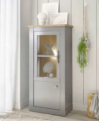 Produktbild von Wohn-/Esszimmer Vitrine in grau mit Artisan Eiche Nb. CHATHAM-61, B/H/T ca. 68/142/37 cm