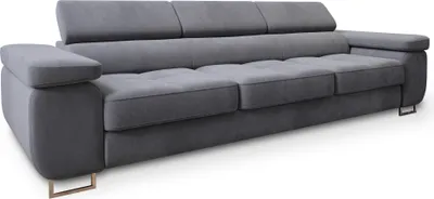Produktbild von Sofa MOSINE Hellgrau Velours-Stoff mit Schlaffunktion, Wohnzimmersofa, Couch, Soffa, Bettsofa, Couchgarnitur- Hellgrau, MONOLITH 85