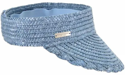 Seeberger faltbares Stroh-Visor aus Borte mit Klettverschluss in blau